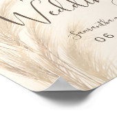 Sommerpampas Gras Aquarell Hochzeitsempfang Poster (Ecke)