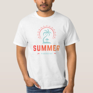 Sommerparadies-Logo-Design Tropische Strandferie T-Shirt