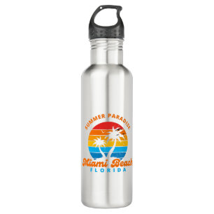 Sommerparadies Miami Beach Florida-Sunset-Palms Edelstahlflasche
