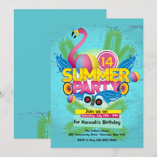 SommerParty (2) Einladung (Vorne/Hinten)