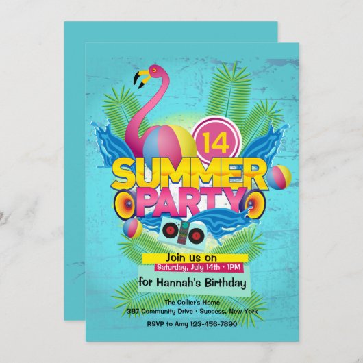SommerParty (2) Einladung (Vorne/Hinten)