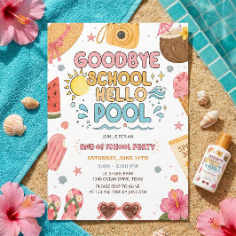 Sommerparty Abschied Schule Hallo Pool Einladung 