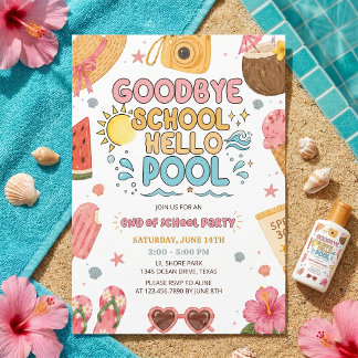 Sommerparty Abschied Schule Hallo Pool Einladung