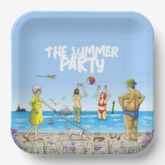Sommerparty am Strand Pappteller (Vorderseite)
