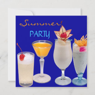 Sommerparty-Cocktails Getränke Blau Gelb Einladung