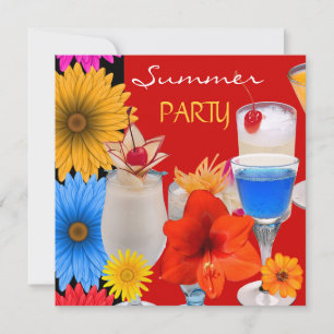 Sommerparty-Cocktails Getränke Rot Blau Gelb Einladung