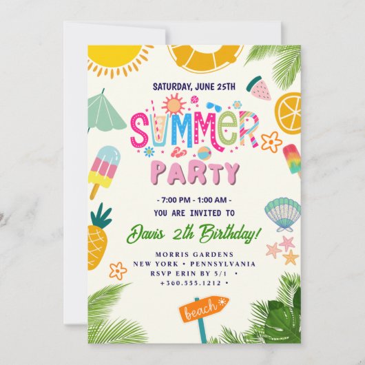 Sommerparty Einladung (Vorderseite)