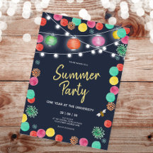 Sommerparty-Einladung mit farbenfrohen Lampions
