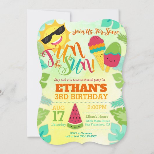 Sommerparty Einladung - Pool / Tropical (Vorderseite)