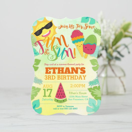 Sommerparty Einladung - Pool / Tropical (Stehend Vorderseite)