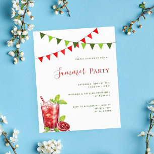 Sommerparty rotes Getränk Outdoor-Einladung