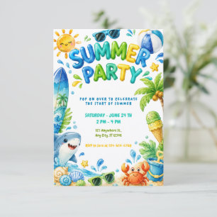 Sommerparty Strand Geburtstagsfeier Einladung