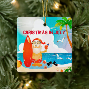 Sommerparty Strand Santa Claus Weihnachten im Juli Keramikornament