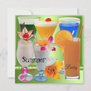 Sommerparty Tropischer Limettengrüner Cocktail Dri Einladung