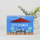 Sommerpatio-Party Einladung (Stehend Vorderseite)