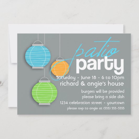 Sommerpatio-Party Einladungen (Vorderseite)
