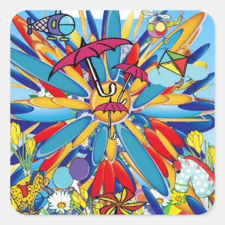 Sommerpause! Quadratischer Aufkleber