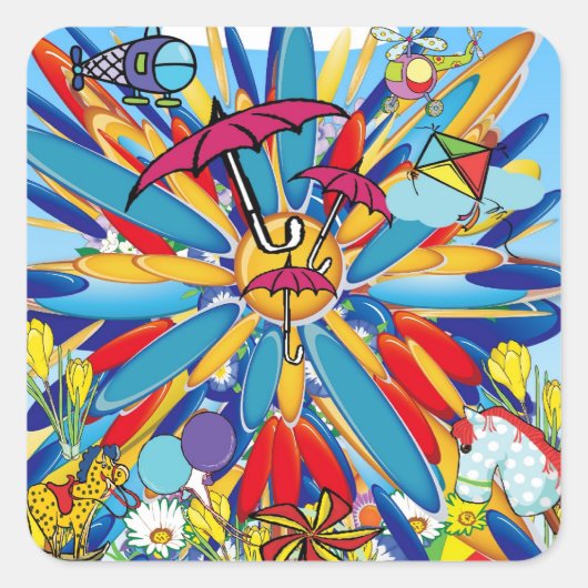 Sommerpause! Quadratischer Aufkleber (Vorderseite)