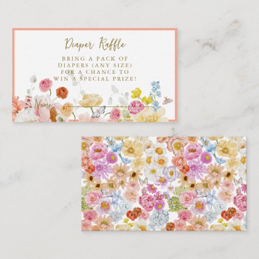 Sommerpfirsichblütendusche Windelwanne Begleitkarte (Vorne/Hinten)