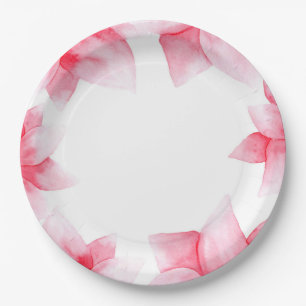 Sommerpfirsichkorallen Wasserfarbe Blumenchic Pappteller