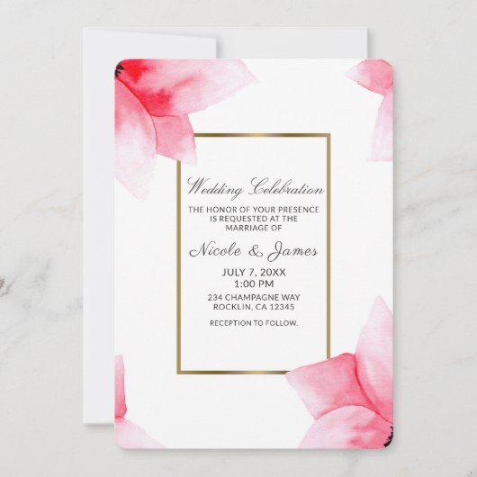 Sommerpfirsichkorallenhochzeit Einladung (Vorderseite)