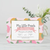 Sommerpfirsichmuster Frucht Geburtstagsparty Einladung (Stehend Vorderseite)