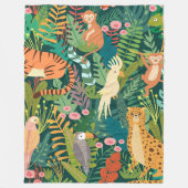 Sommerpick Nick Wildtiere und Dschungel Grün Fleecedecke (Vorderseite)