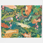 Sommerpick Nick Wildtiere und Dschungel Grün Fleecedecke (Vorderseite (Horizontal))
