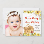 Sommerpicknick im Park Sonnenblumen Foto Einladung (Vorderseite)