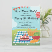 Sommerpiknic zum Geburtstag Einladung (Stehend Vorderseite)