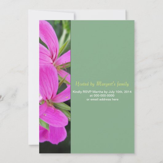 Sommerpink Garden Blume Abschlussfeier Einladung (Rückseite)