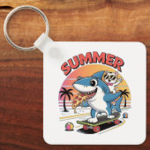 Sommerpizza mit Hai und Katze Schlüsselanhänger (Vorderseite)
