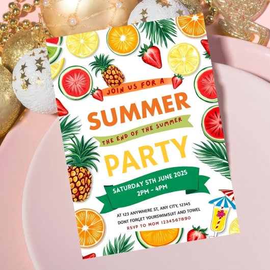 Sommerpool Ende der Party Einladung Sommerpool Par