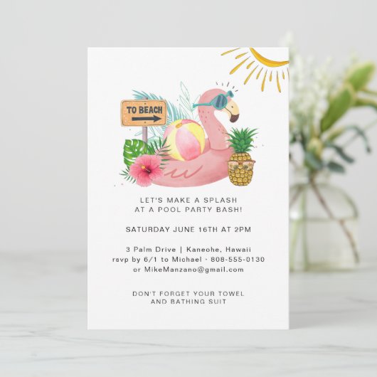 Sommerpool-Party Einladung (Stehend Vorderseite)
