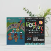 SOMMERPOOL-PARTY EINLADUNG | POOL BIRTHDAY PARTY (Stehend Vorderseite)