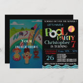 SOMMERPOOL-PARTY EINLADUNG | POOL BIRTHDAY PARTY (Vorne/Hinten)