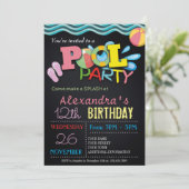 SOMMERPOOL-PARTY EINLADUNG | POOL BIRTHDAY PARTY (Stehend Vorderseite)