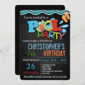 SOMMERPOOL-PARTY EINLADUNG | POOL BIRTHDAY PARTY (Vorne/Hinten)