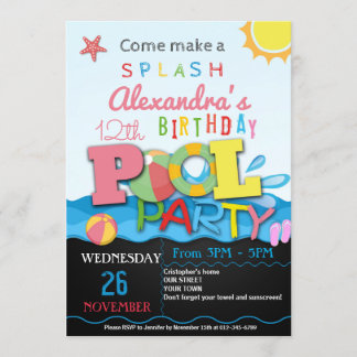 SOMMERPOOL-PARTY EINLADUNG | POOL BIRTHDAY PARTY