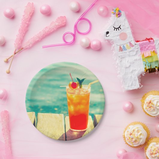 Sommerpool Party Spaß beim Sonnencocktail Pappteller (Party)