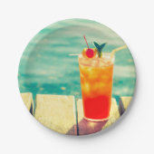 Sommerpool Party Spaß beim Sonnencocktail Pappteller (Vorderseite)