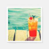 Sommerpool Party Spaß beim Sonnencocktail Serviette (Vorderseite)