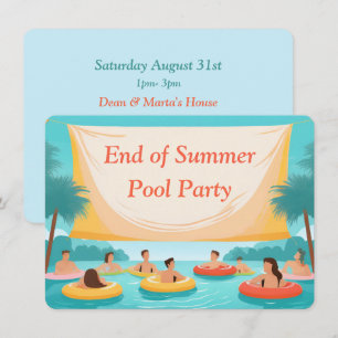 Sommerpoolparty-Ende benutzerdefinierte Einladung