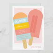 SOMMERPOPSICLE KINDERGEBURTSTAG PARTY EINLADUNG (Vorne/Hinten)