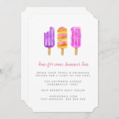 Sommerpopulationen Eispolster Eiscreme Pool Party Einladung (Vorne/Hinten)