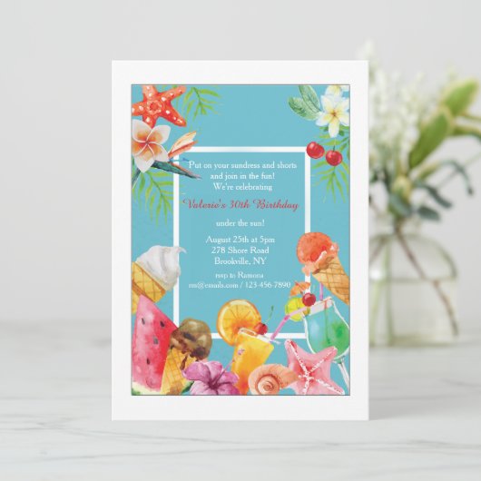 Sommerrahmeneinladung Einladung (Stehend Vorderseite)