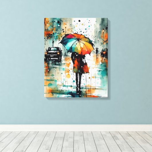 Sommerregen in der Stadt 2 Leinwanddruck (Insitu (Holzboden))