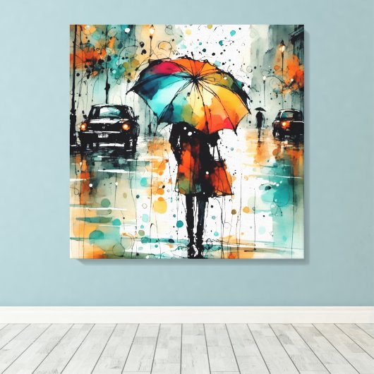 Sommerregen in der Stadt 2 Leinwanddruck (Insitu (Holzboden))