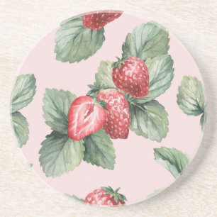 Sommerreife Erdbeeren: Aquarellfarben Rosa Getränkeuntersetzer