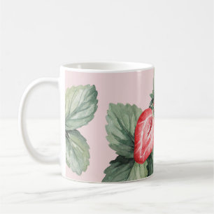 Sommerreife Erdbeeren: Aquarellfarben Rosa Kaffeetasse
